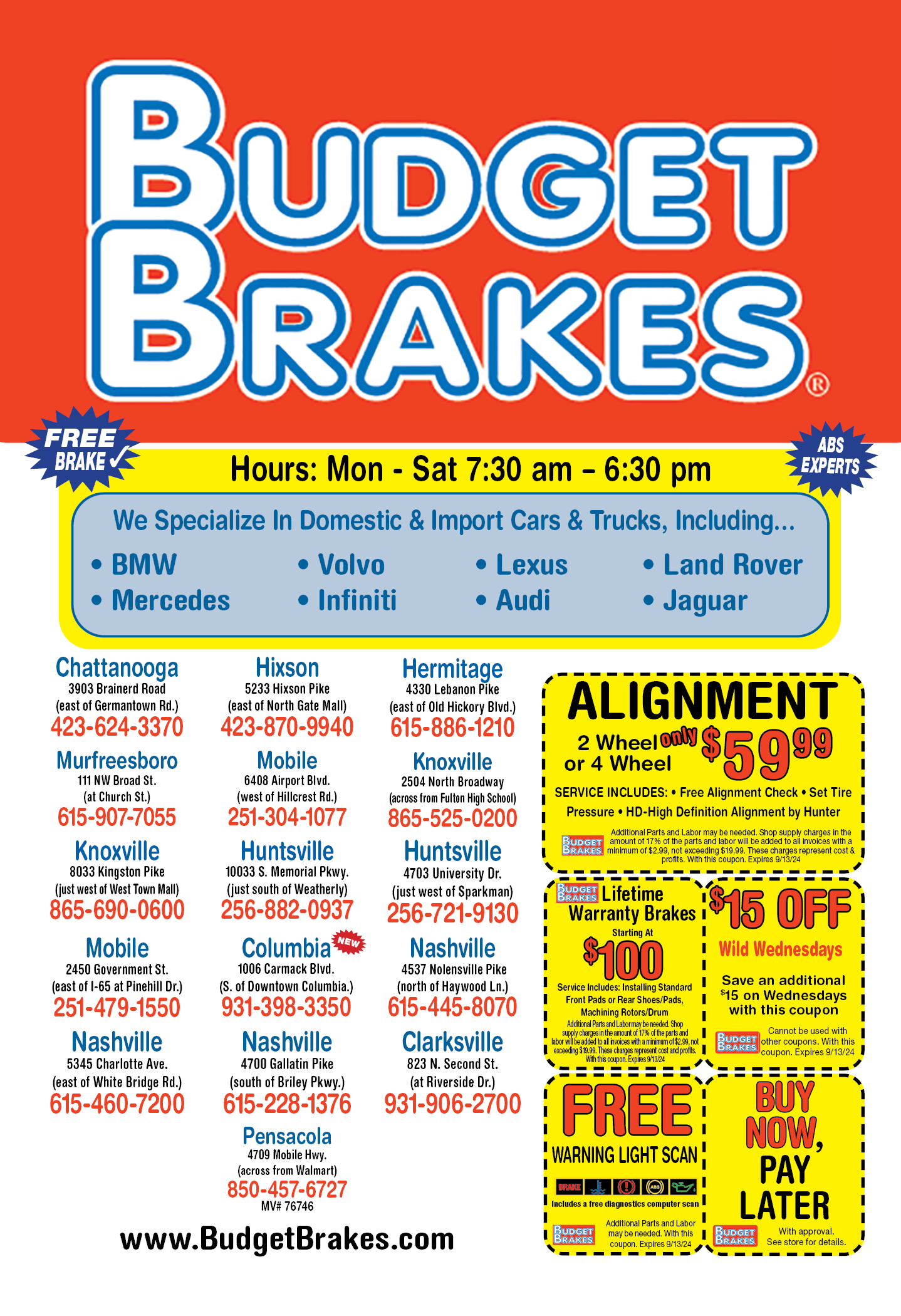 Budget Brakes Coupons & Deals Knoxville, TN