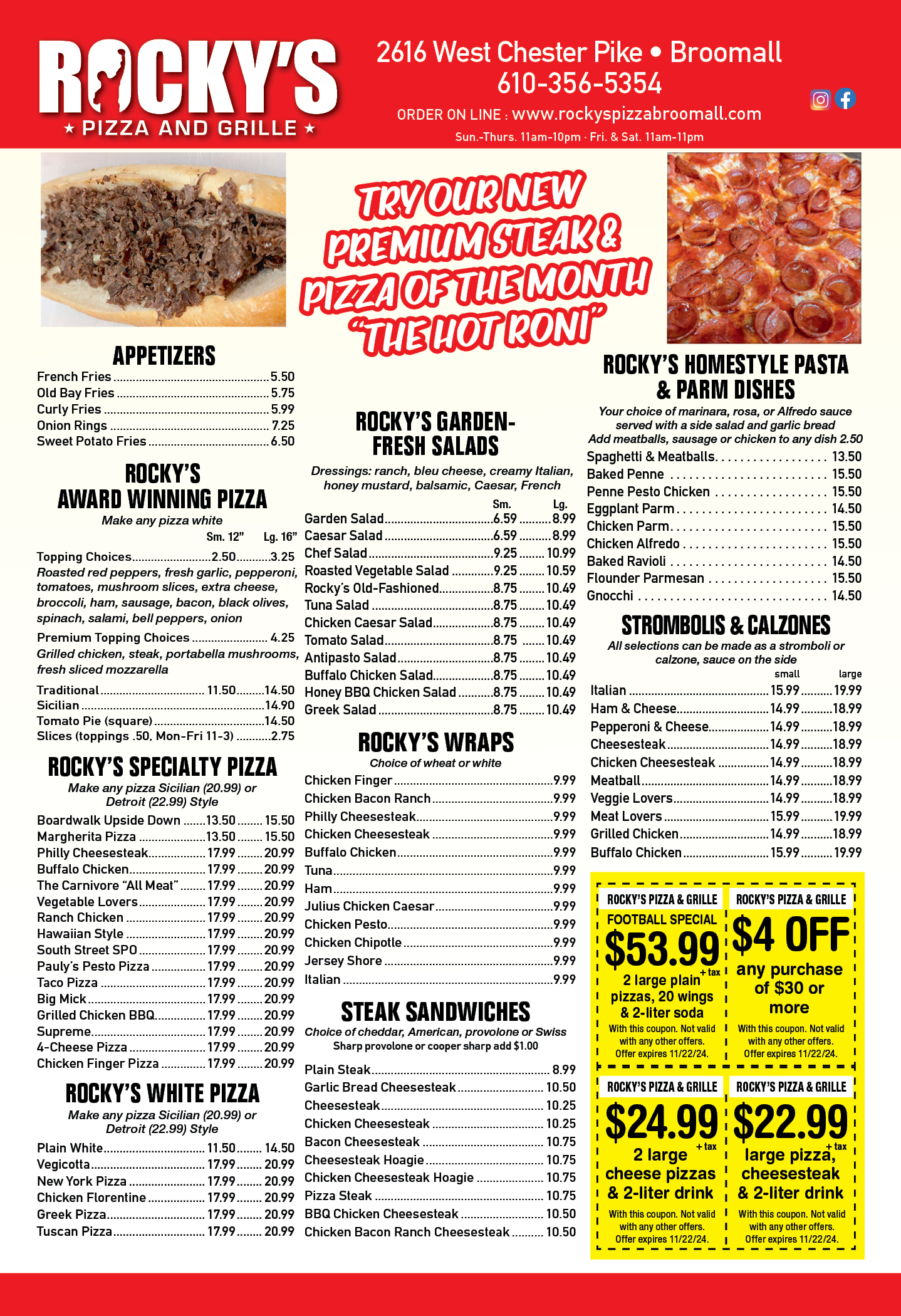 Rocky's Pizza and Grill Coupons & Deals Broomall, PA