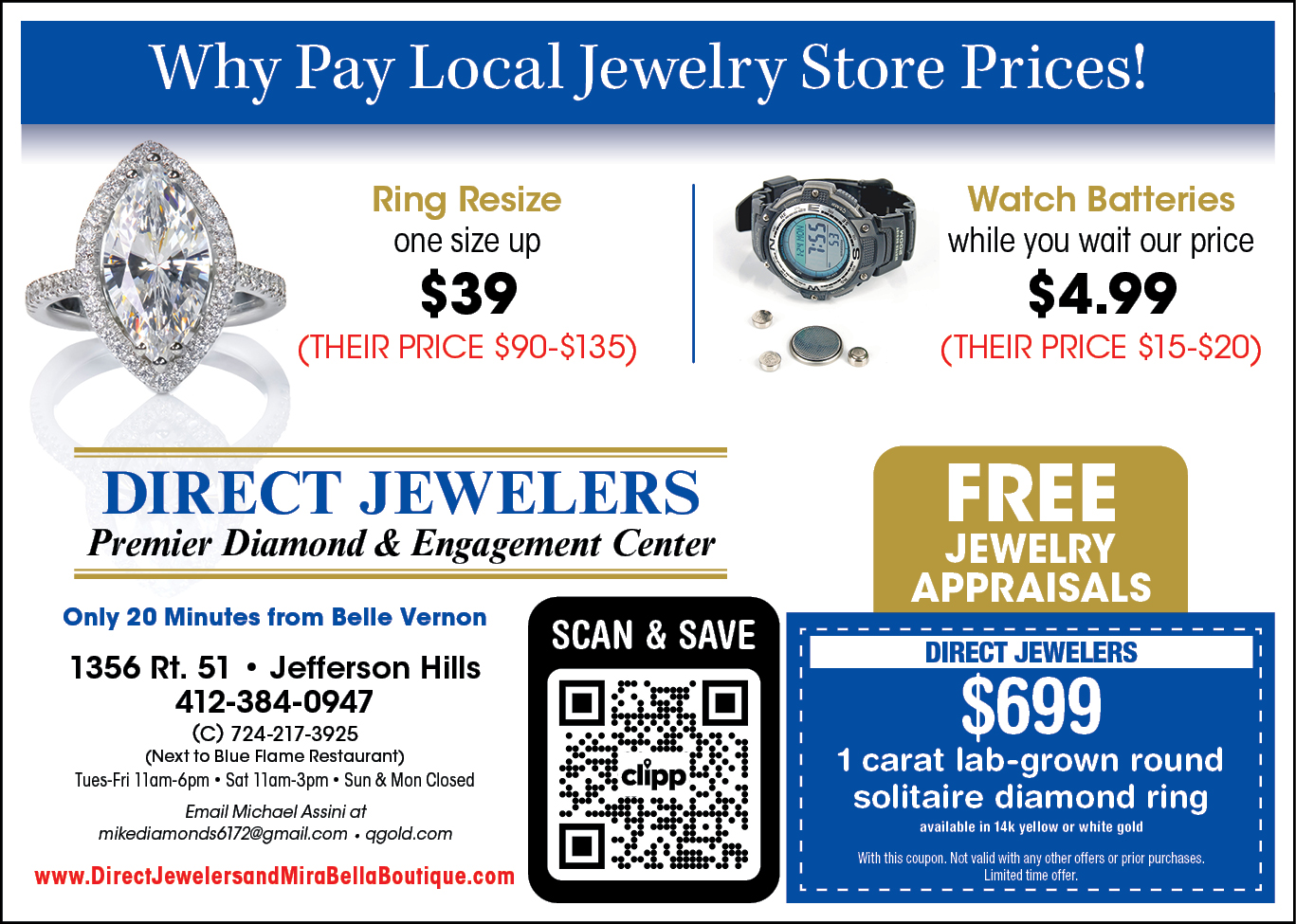 DIRECT JEWELERS & MIRA BELLA BOUTIQUE Coupons & Deals Jefferson Hills, PA