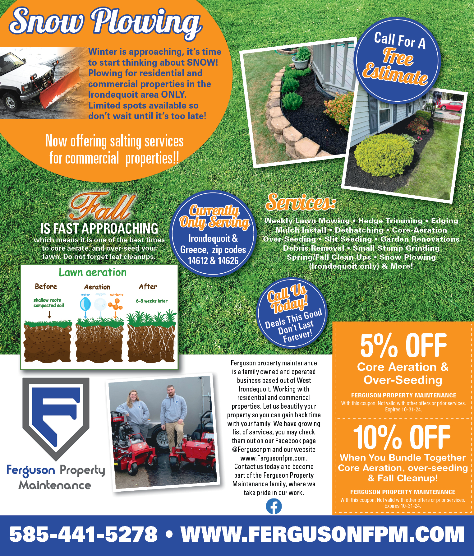 10 Off When You Bundle Together Core Aeration, OverSeeding & Fall Cleanup! at Ferguson