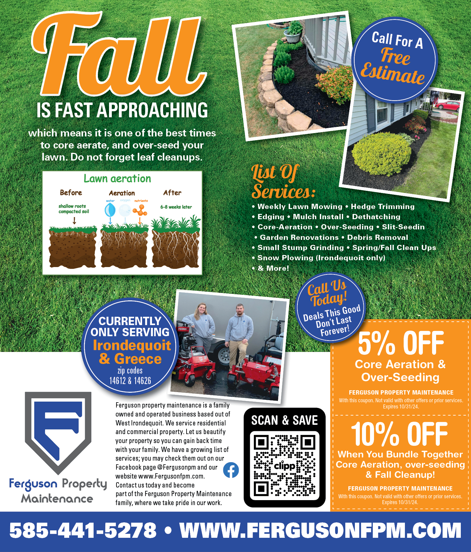 10 Off When You Bundle Together Core Aeration, OverSeeding & Fall Cleanup! at Ferguson